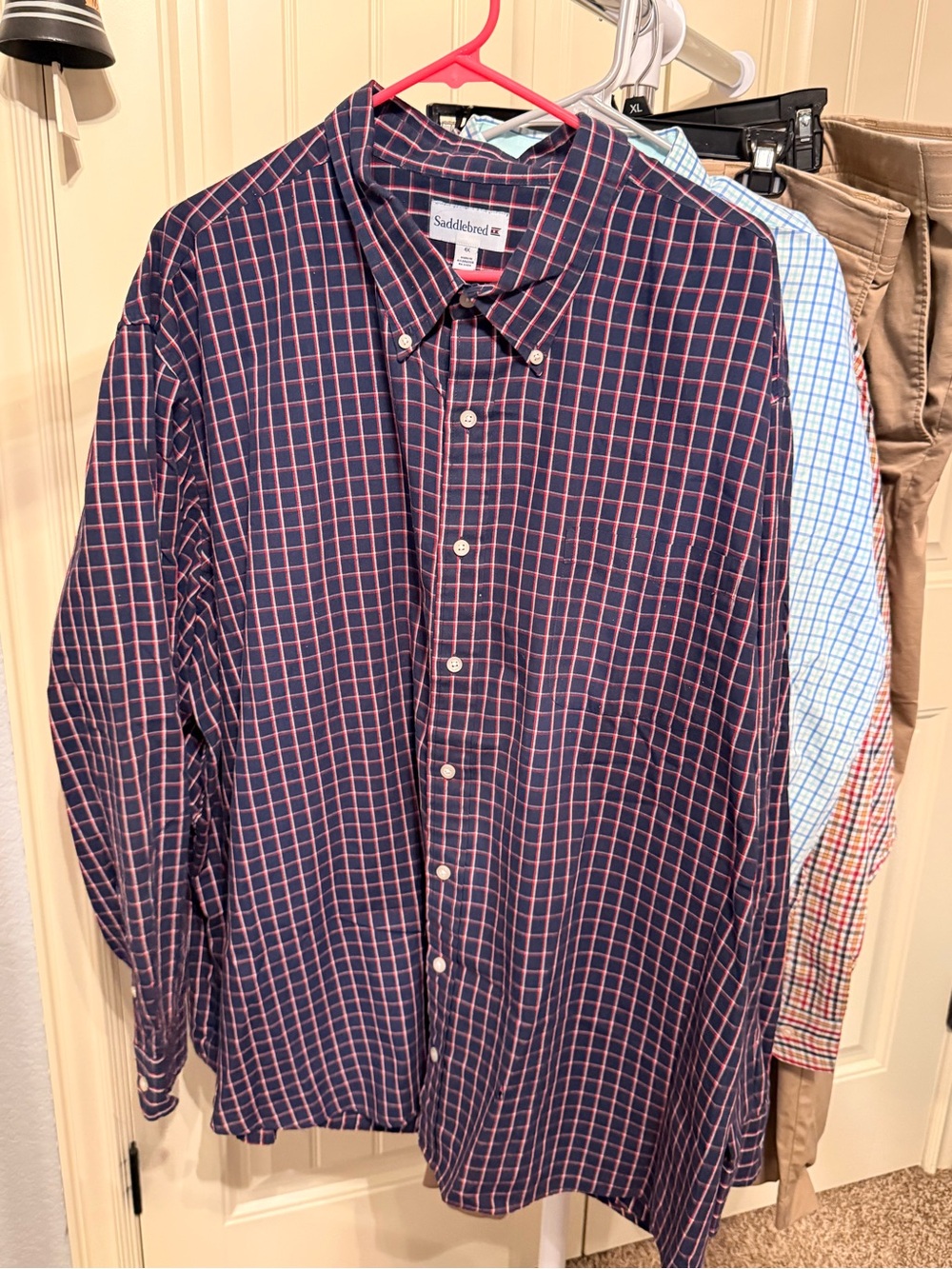 Saddlebred Navy and Red Windowpane Button-Down Shirt